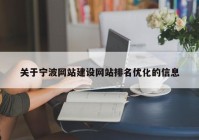 关于宁波网站建设网站排名优化的信息